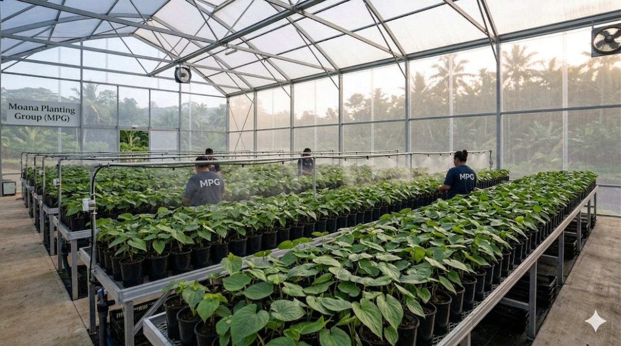 Moana Planting Group greenhouse — kava propagation facility, Vavau Islands Tonga